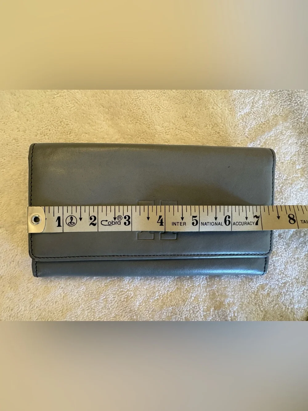 Hirofu Leather Vintage Blue long wallet, Made in Italy